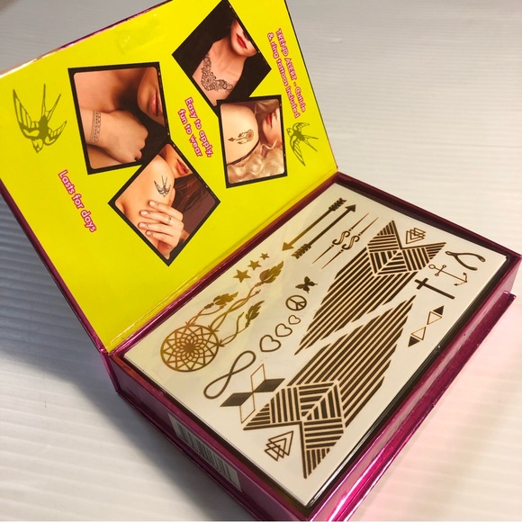 NWOT Gold & Silver Temporary Tattoo Kit - Picture 3 of 13